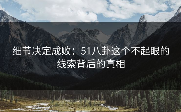 细节决定成败：51八卦这个不起眼的线索背后的真相