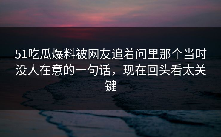 51吃瓜爆料被网友追着问里那个当时没人在意的一句话，现在回头看太关键