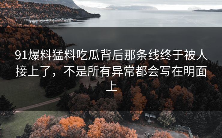 91爆料猛料吃瓜背后那条线终于被人接上了，不是所有异常都会写在明面上