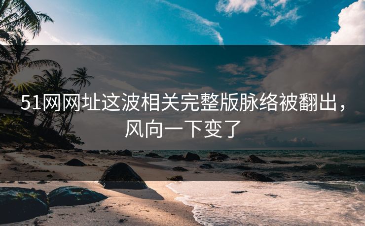 51网网址这波相关完整版脉络被翻出，风向一下变了