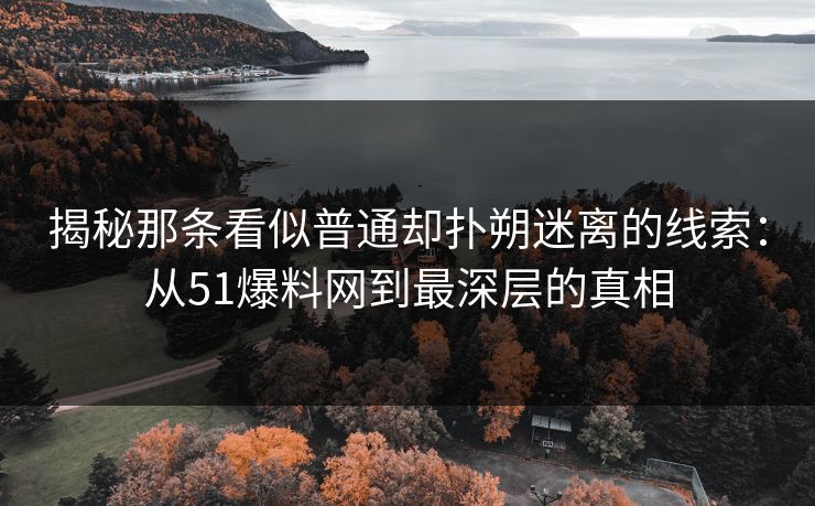 揭秘那条看似普通却扑朔迷离的线索：从51爆料网到最深层的真相